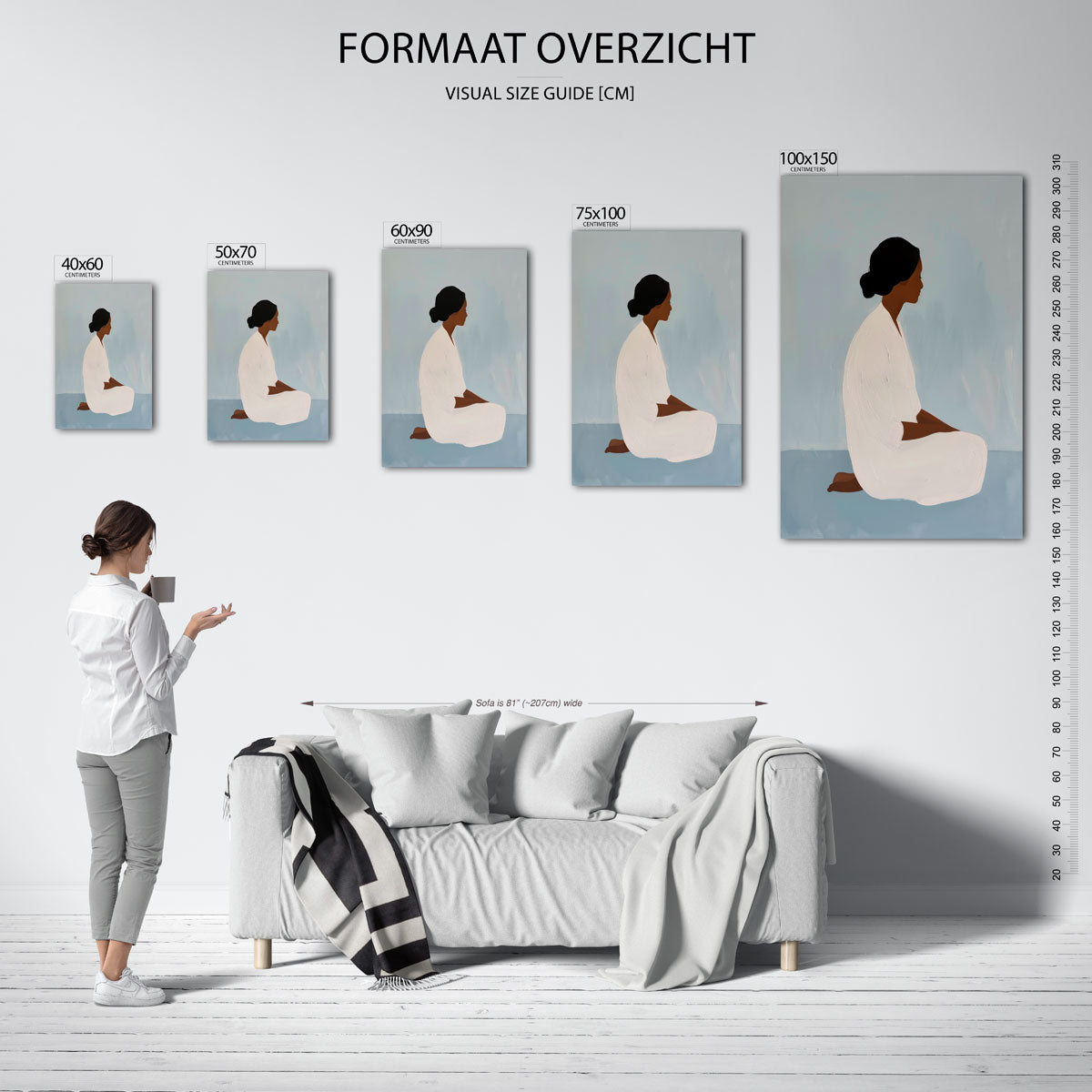 Zittende vrouw silhouet Kunstwerk