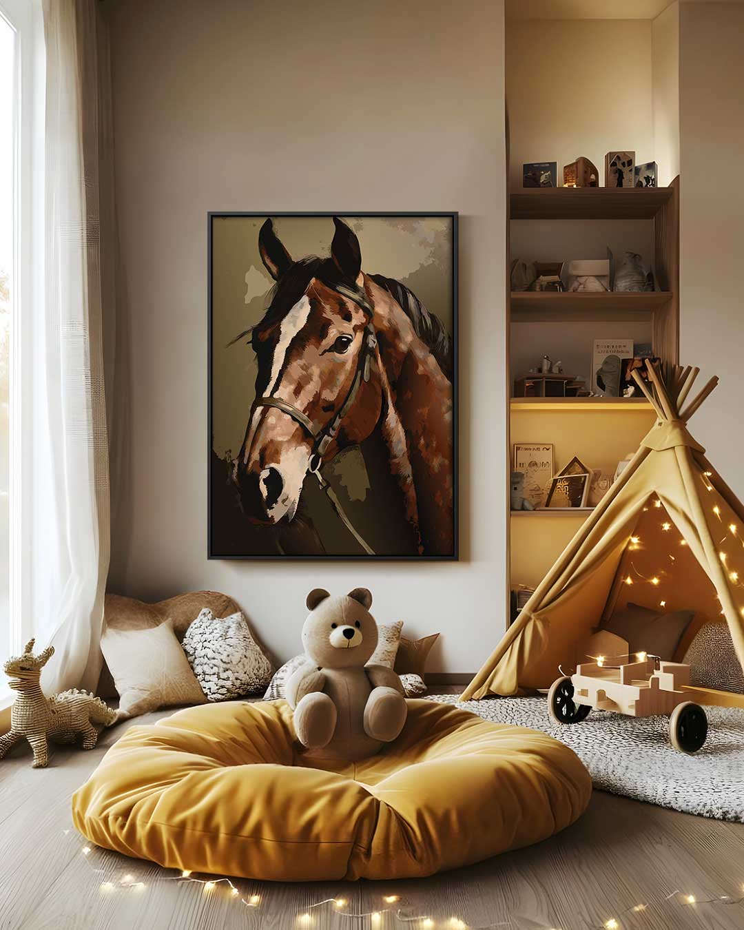 Majestueuze Paardenportret Kunstwerk-canvas-dibond-plexiglas-wanddecoratie-WallArtistic