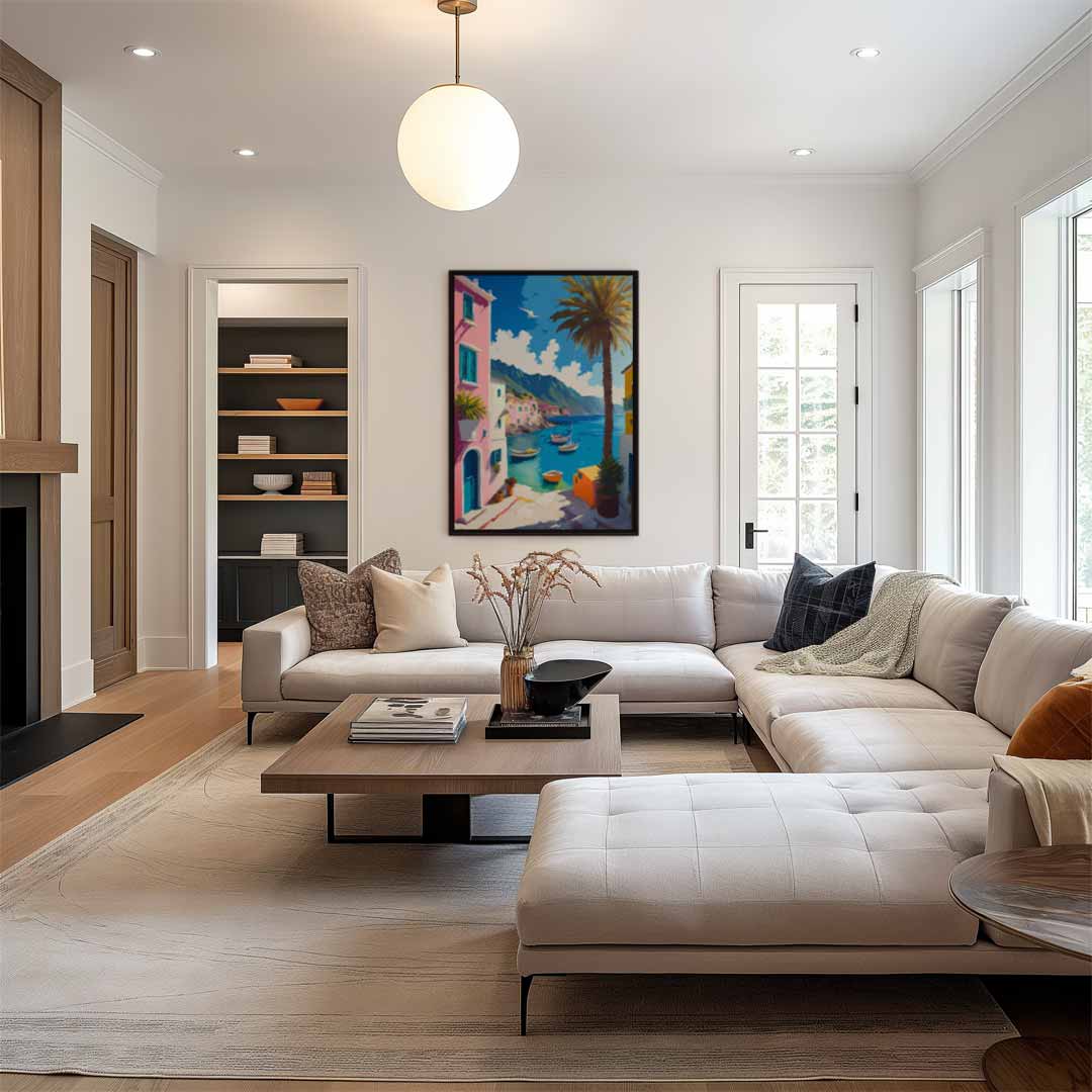 Zonnige Middellandse Zee Haven Kunstwerk-canvas-dibond-plexiglas-wanddecoratie-WallArtistic