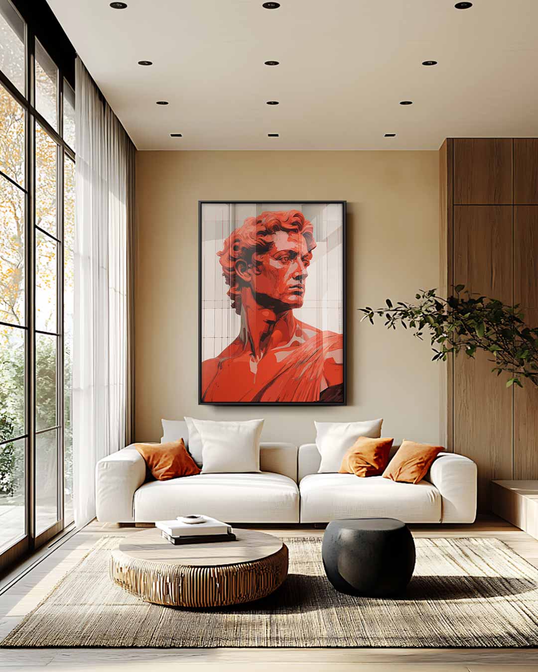 Rood Portret van David Kunstwerk-canvas-dibond-plexiglas-wanddecoratie-WallArtistic