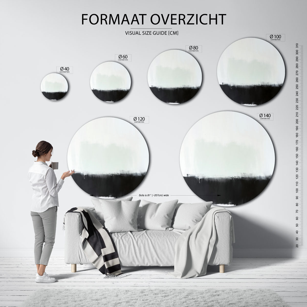 Abstracte zwart wit Muurcirkel