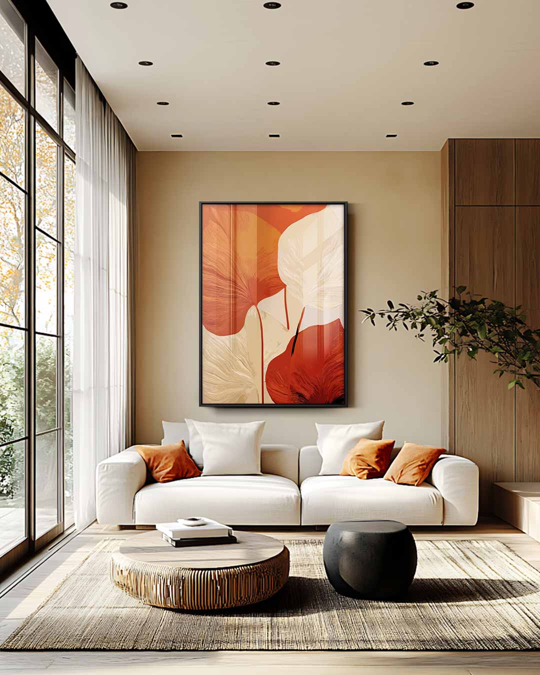 Herfstbladeren Elegantie Kunstwerk-canvas-dibond-plexiglas-wanddecoratie-WallArtistic