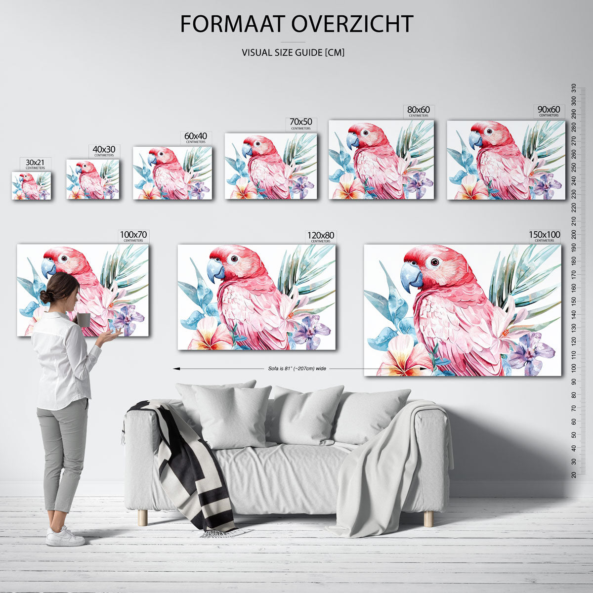 Papegaai met bloemen Poster