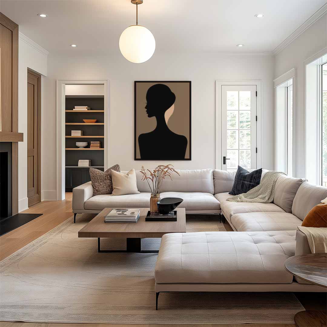 Elegante Silhouet in Profiel Kunstwerk-canvas-dibond-plexiglas-wanddecoratie-WallArtistic