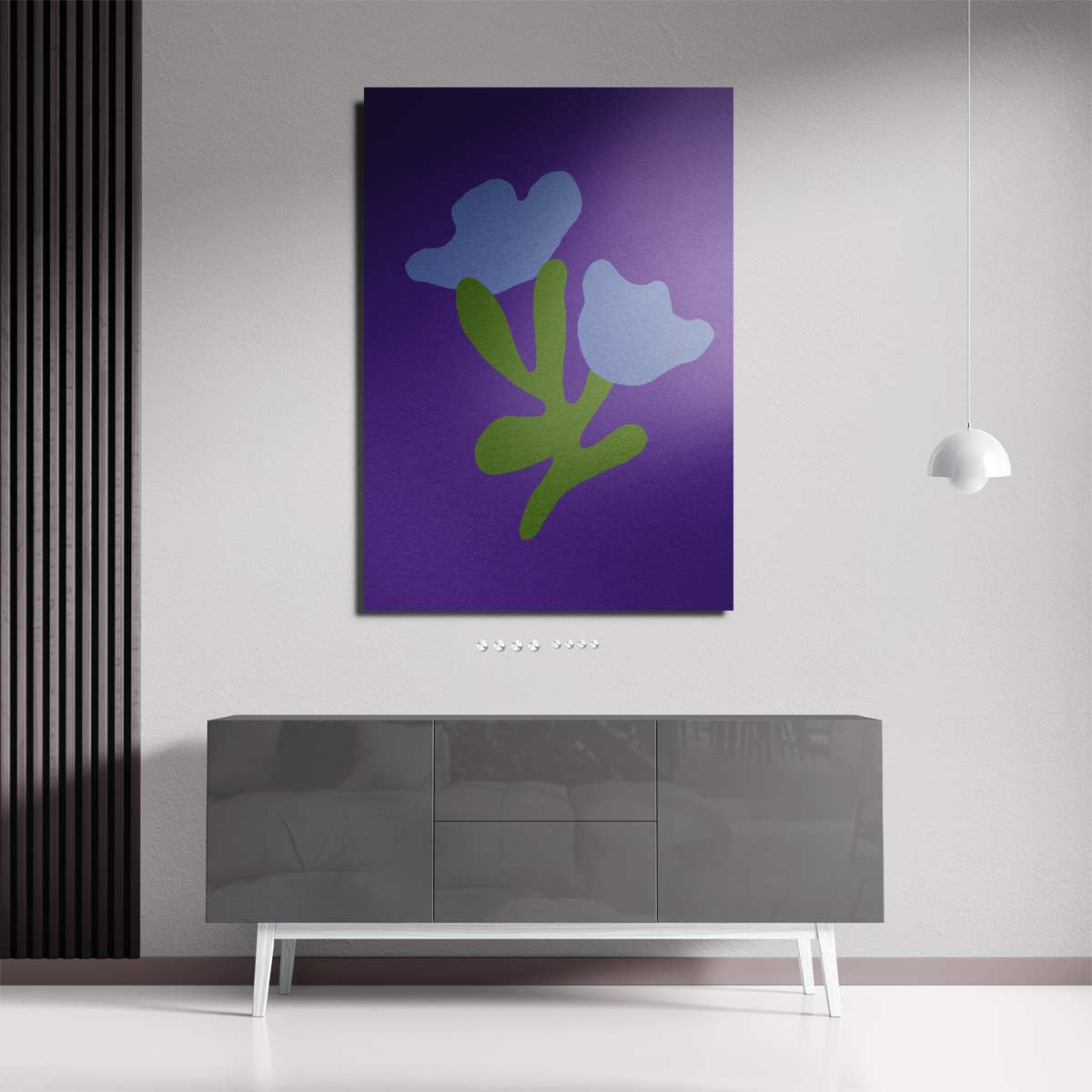 Blauwe Bloemfantasie Kunstwerk-canvas-dibond-plexiglas-wanddecoratie-WallArtistic