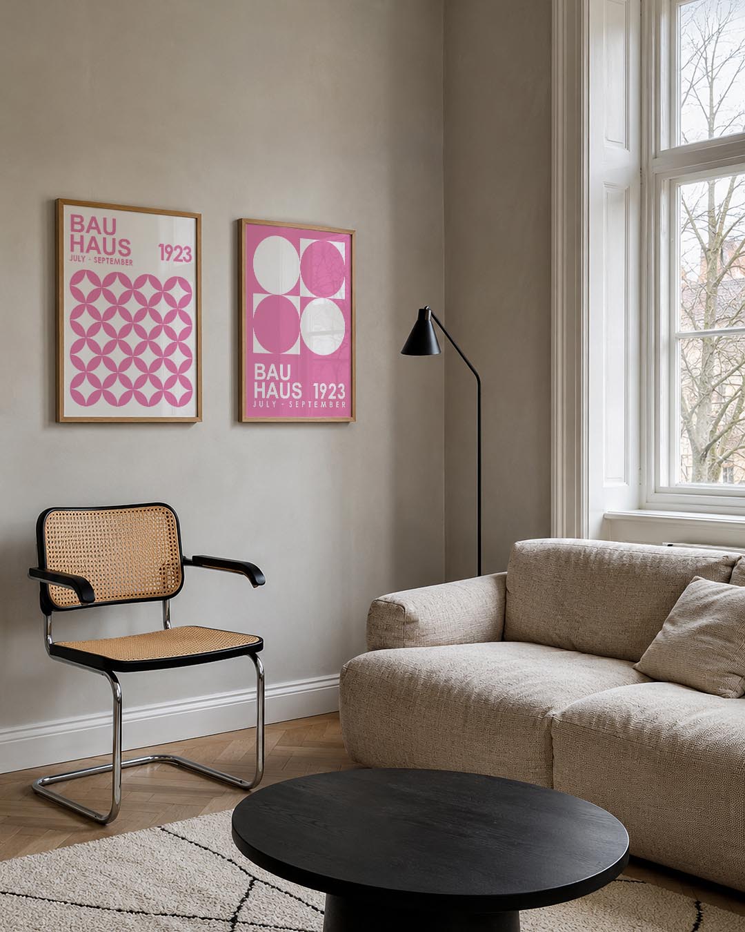 Roze cirkelpatroon Posterset