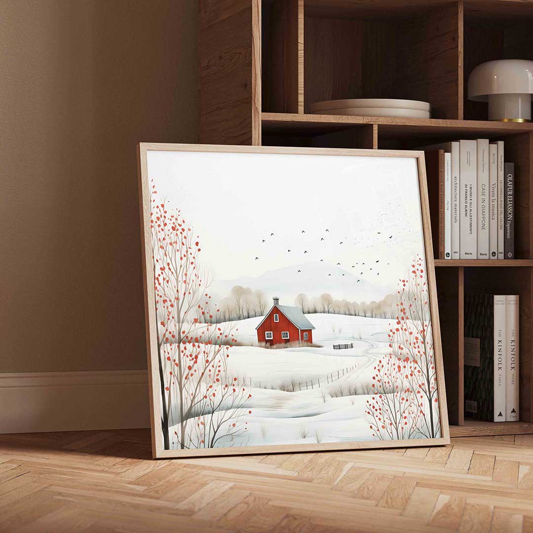 Landschap met rode schuur Poster