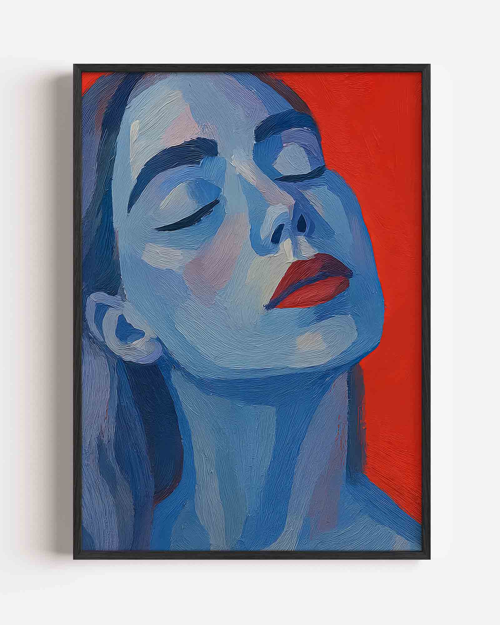 Blauw gezicht Poster