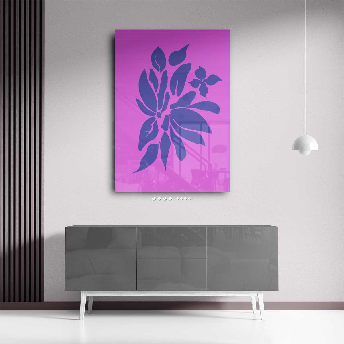 Vrolijke Bloemenprint op Roze Kunstwerk-canvas-dibond-plexiglas-wanddecoratie-WallArtistic