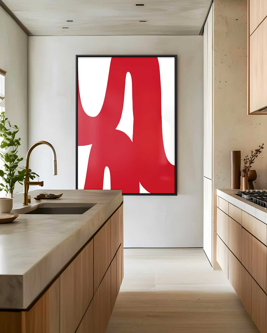 Speelse Rode Golven Kunstwerk-canvas-dibond-plexiglas-wanddecoratie-WallArtistic