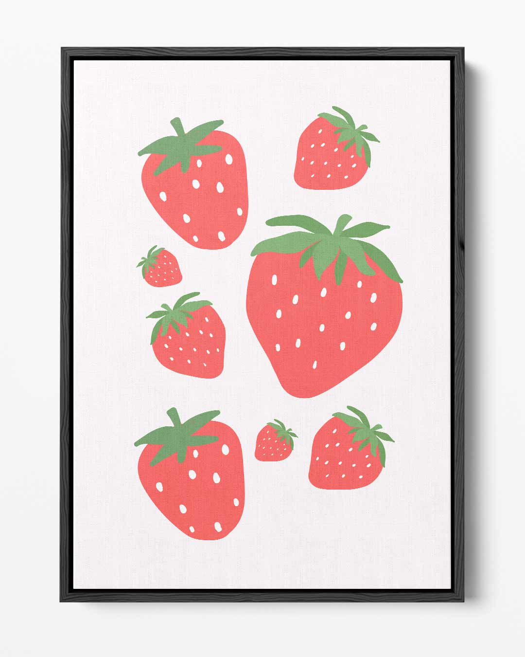 Speelse Aardbeien Illustratie Kunstwerk-canvas-dibond-plexiglas-wanddecoratie-WallArtistic