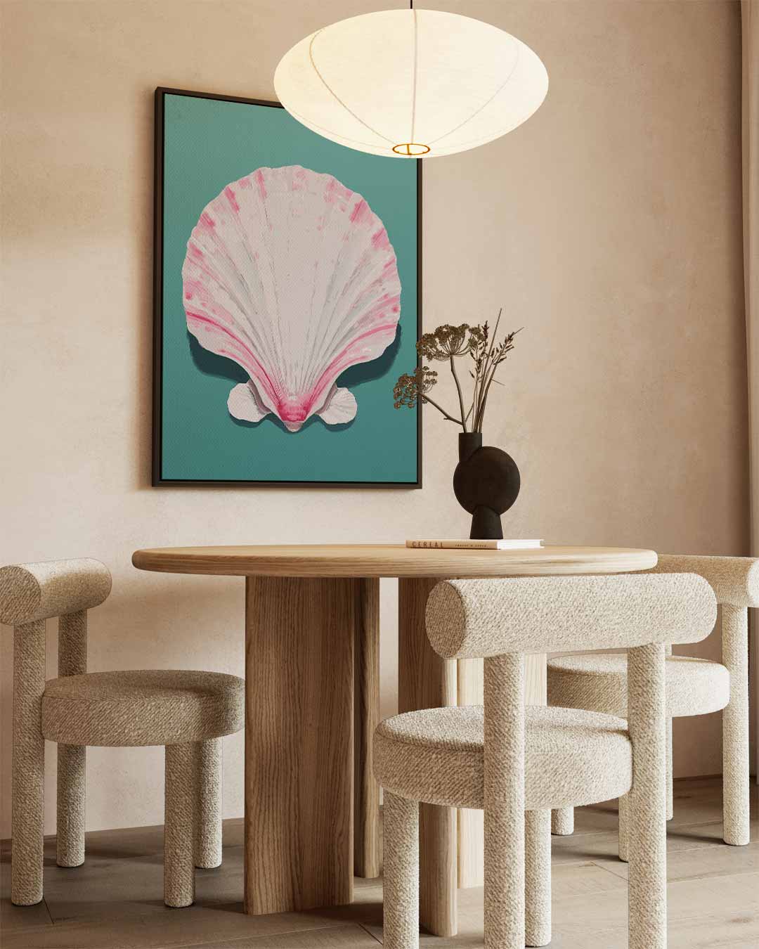 Schelp met Roze Accenten Kunstwerk-canvas-dibond-plexiglas-wanddecoratie-WallArtistic
