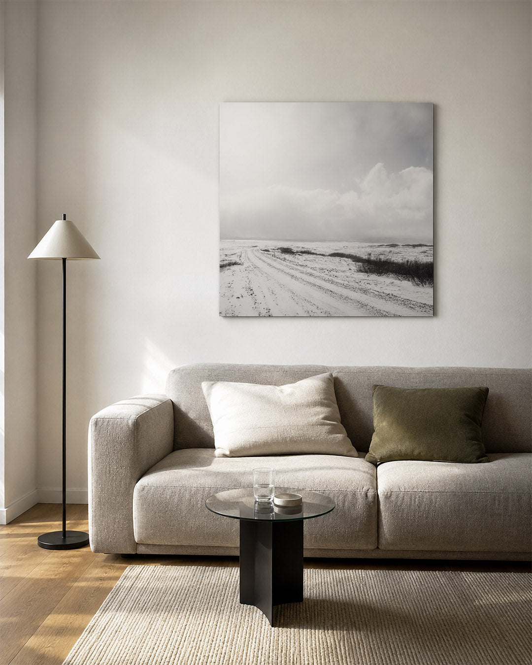 Weg in winterlandschap Kunstwerk