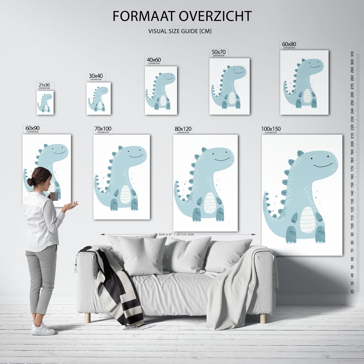 Blauwe dinosaurus Poster