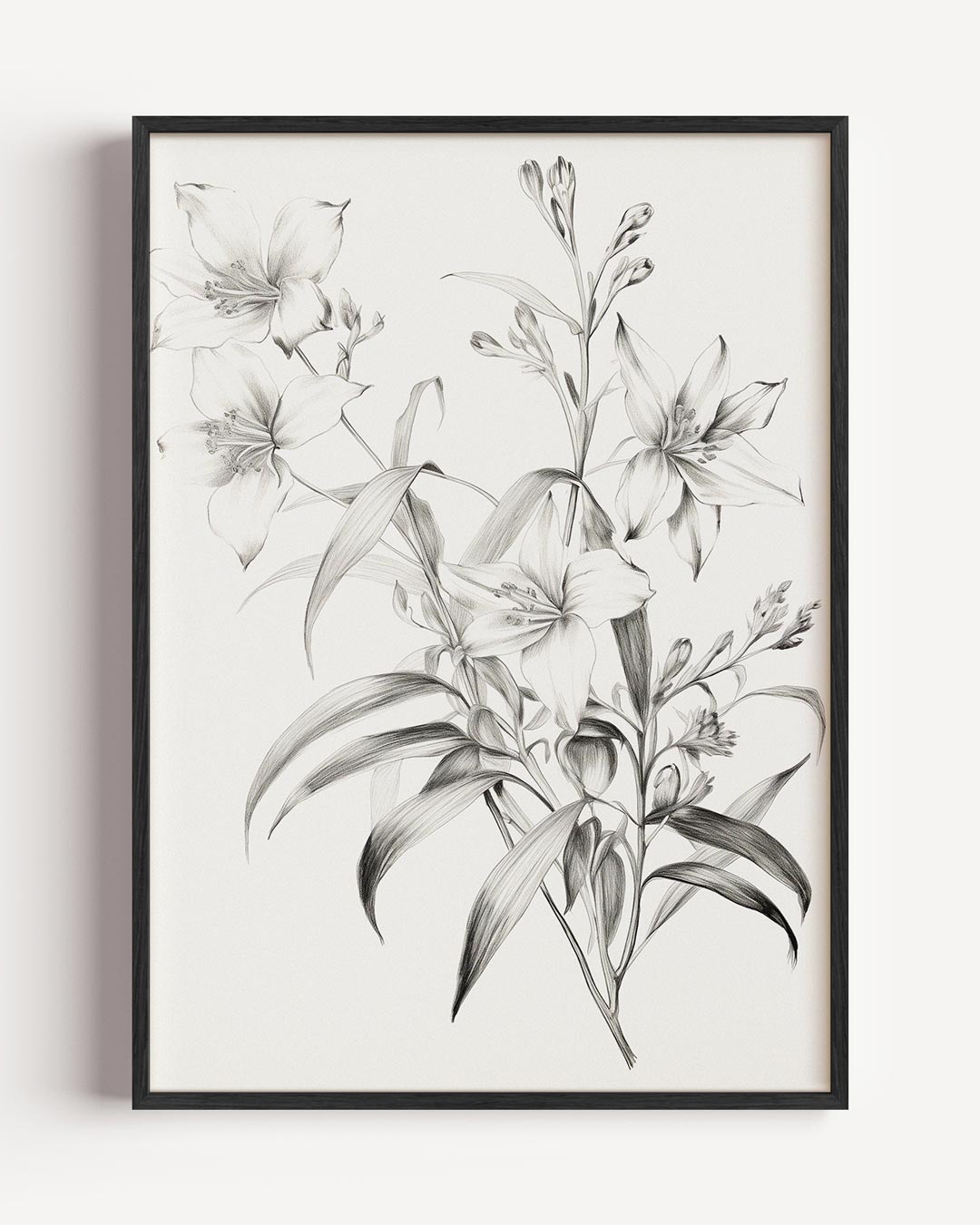 Elegante Bloemenkunst in Potlood Poster-WallArtistic