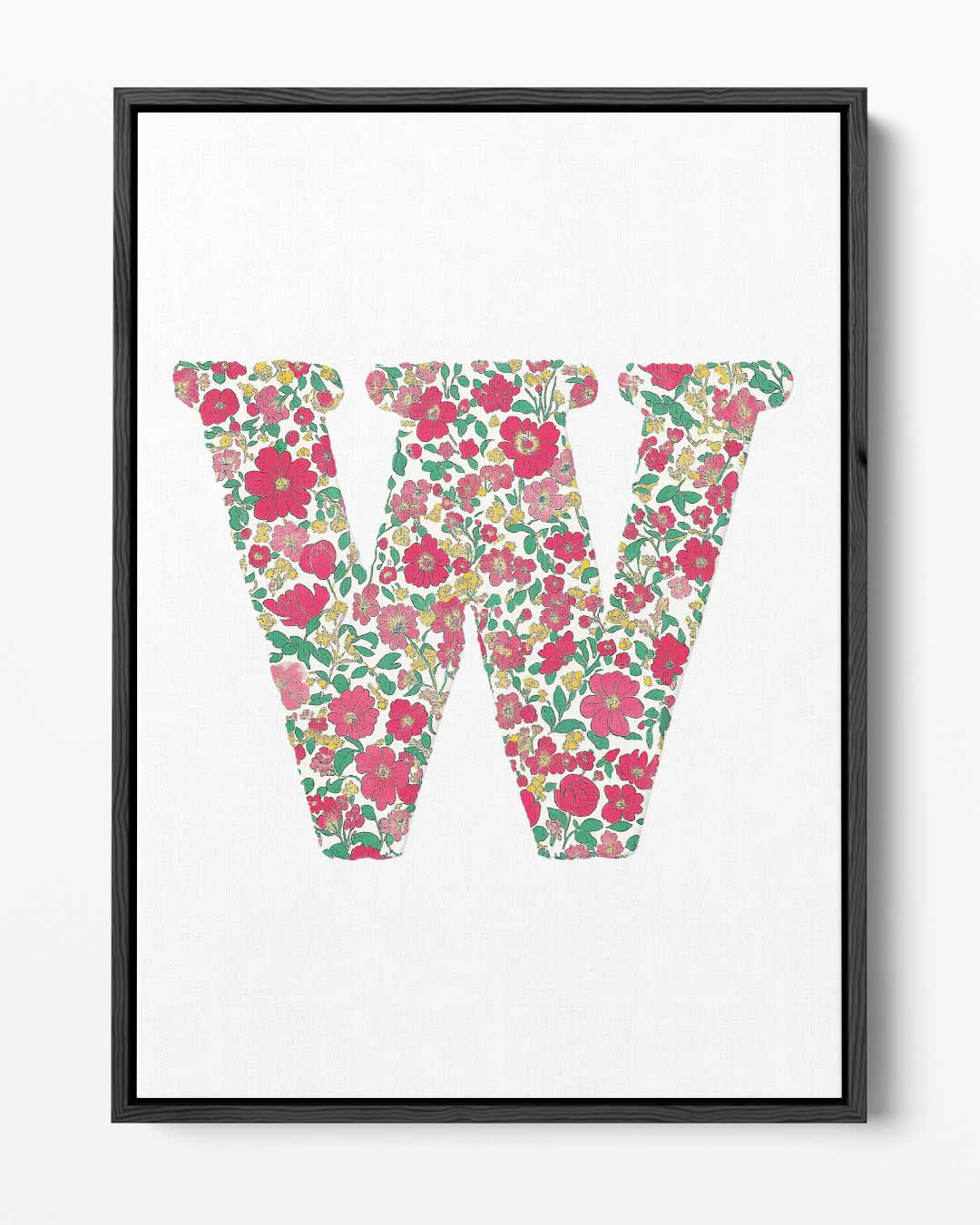 Bloemrijke Letter W Kunstwerk-canvas-dibond-plexiglas-wanddecoratie-WallArtistic