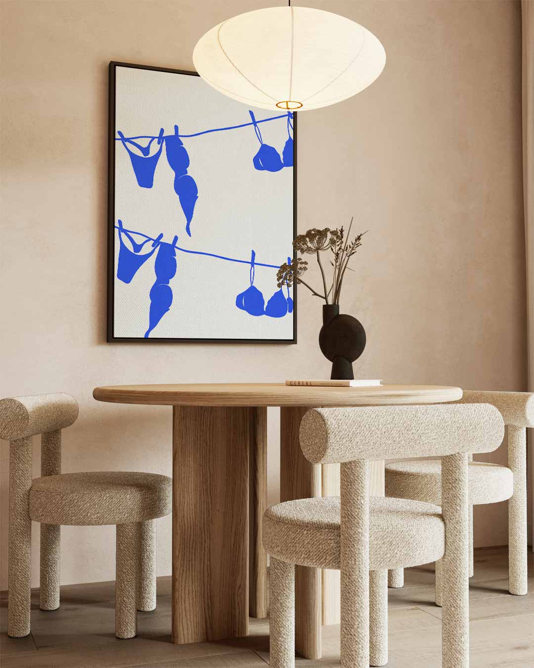 Blauwe Lingerie op de Lijn Kunstwerk-canvas-dibond-plexiglas-wanddecoratie-WallArtistic