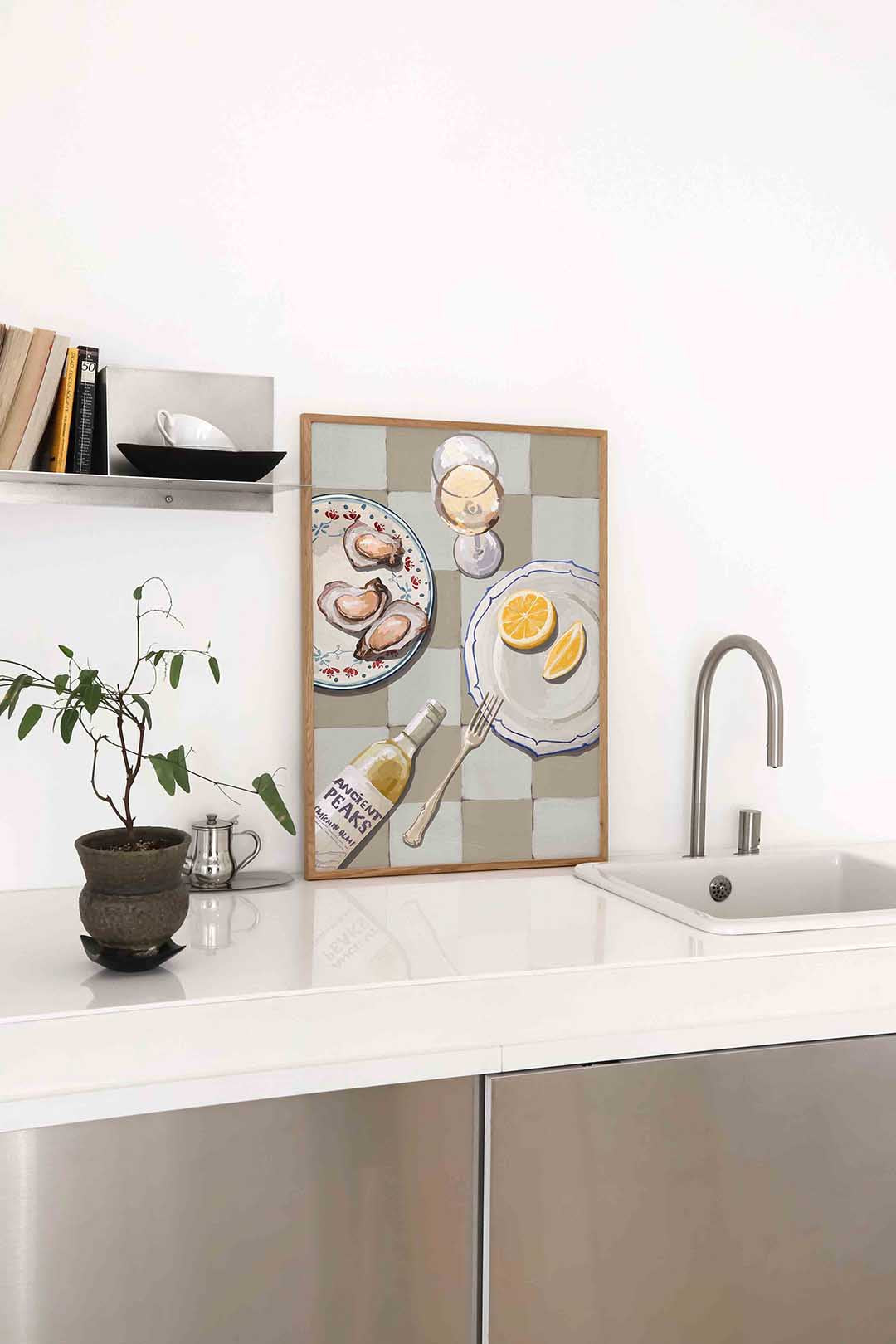 Oesters en wijn Poster