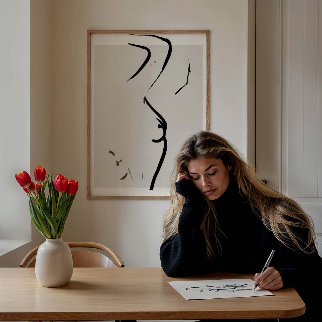 Elegante Minimalistische Vrouwelijke Silhouet Poster-WallArtistic
