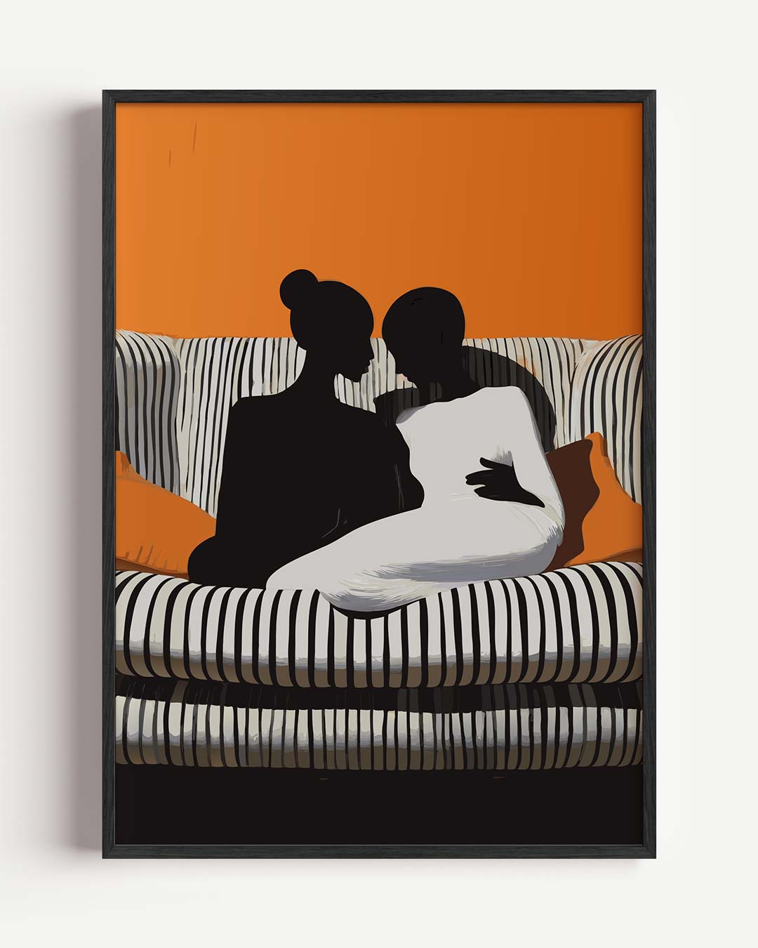 Intieme Silhouetten op Stijlvolle Bank Poster