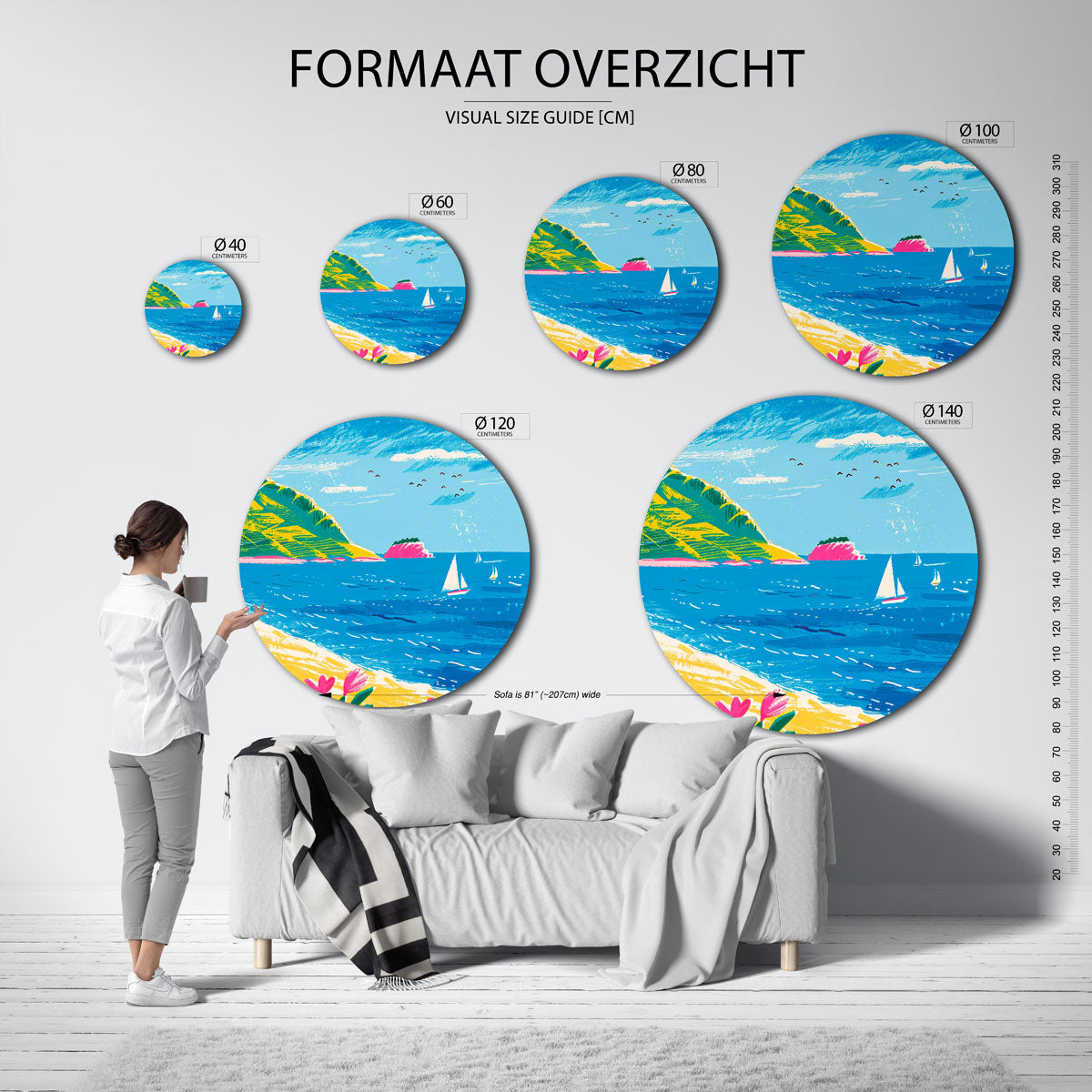 Zomerse zeilboot Muurcirkel