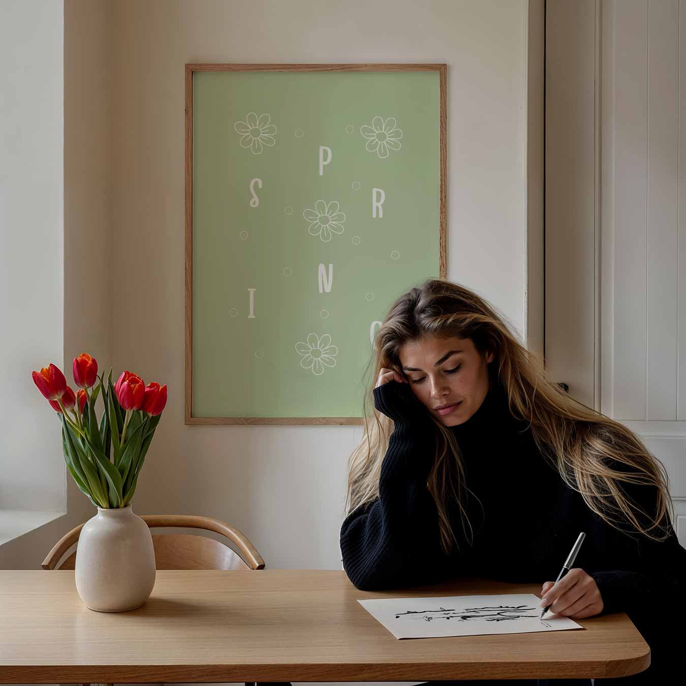 Vrolijke Lente Bloem Poster