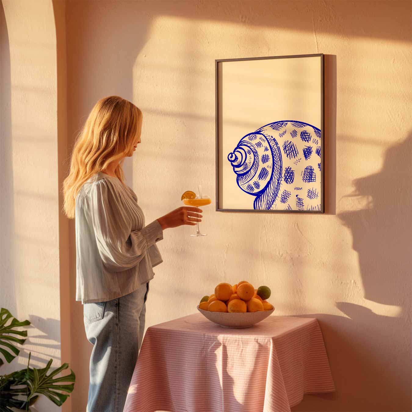 Artistieke Blauwe Schelp Poster