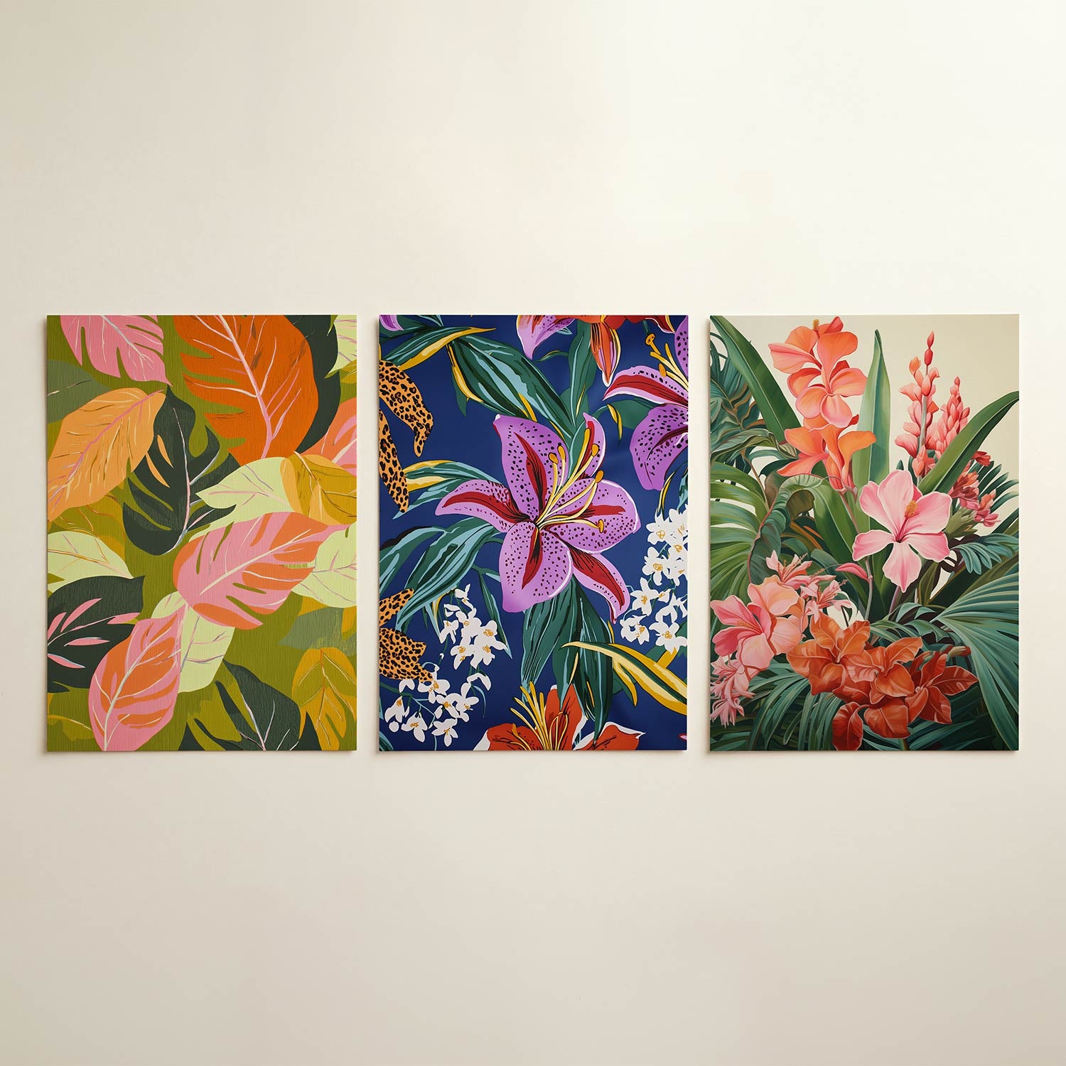 Bladpatroon kleurenmix Posterset