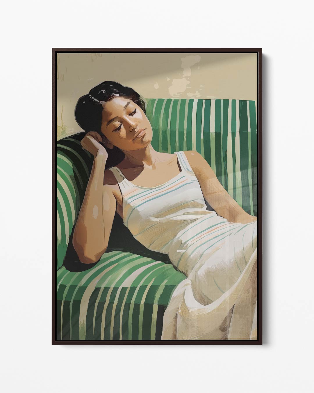 Dromerige Rust op een Groene Bank Kunstwerk-canvas-dibond-plexiglas-wanddecoratie-WallArtistic