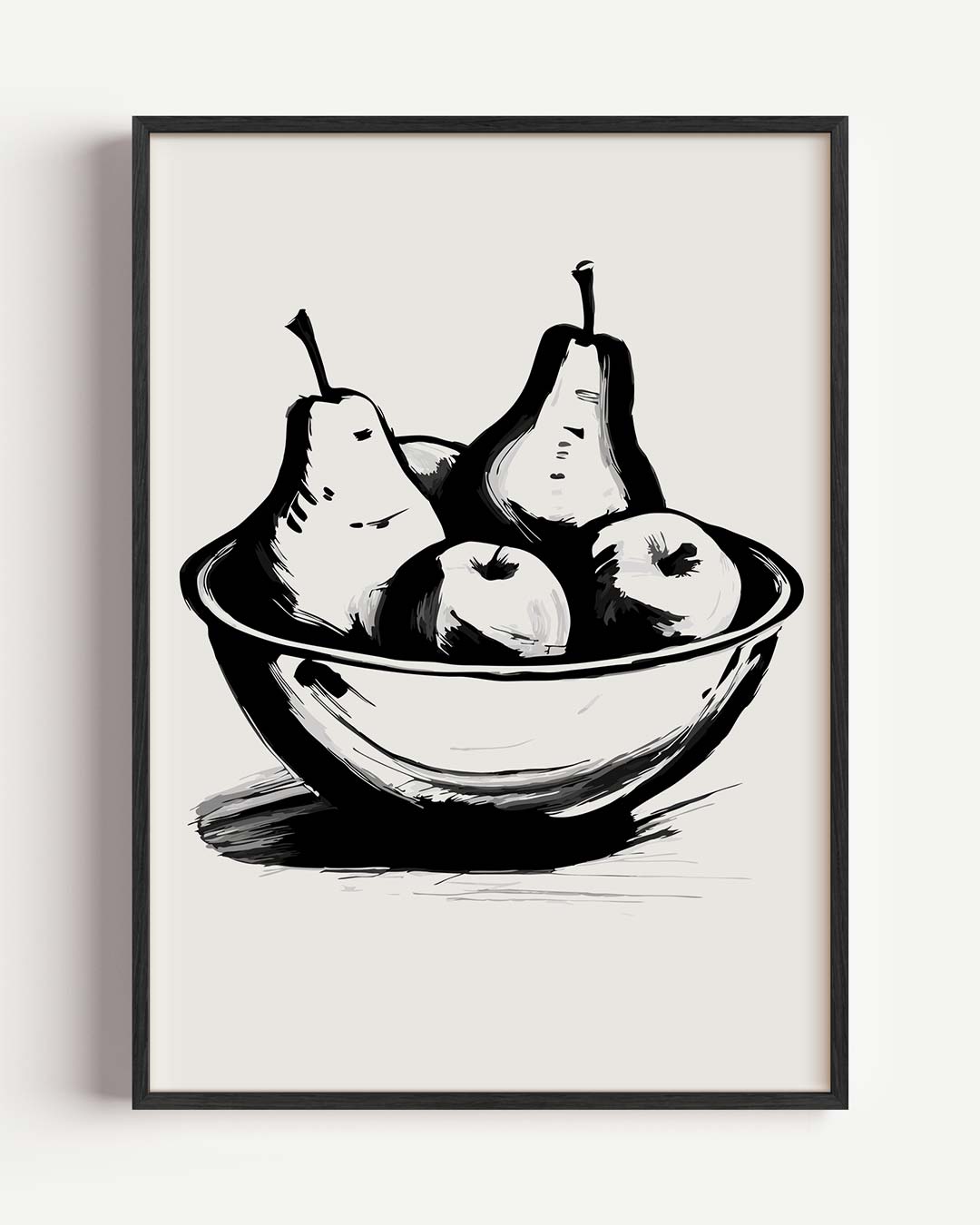 Elegante Zwart-Wit Fruitschaal Poster