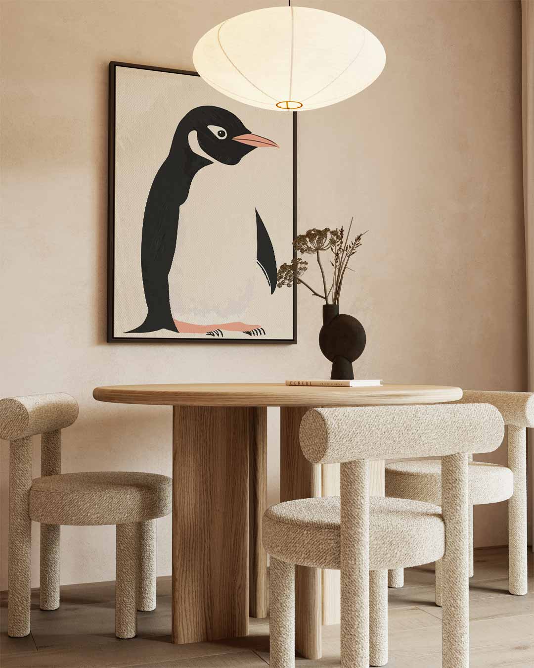 Eigentijdse Pinguïn Illustratie Kunstwerk-canvas-dibond-plexiglas-wanddecoratie-WallArtistic