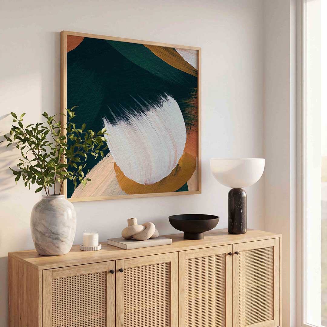Abstracte penseelstreken Poster