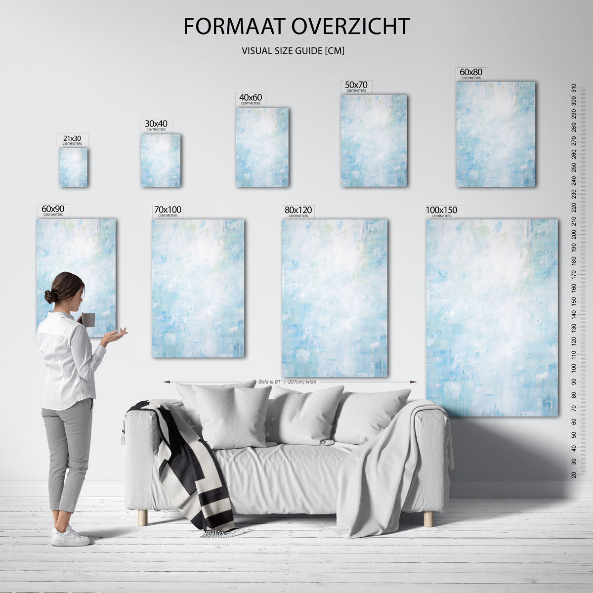 Lichtblauwe abstracte Poster