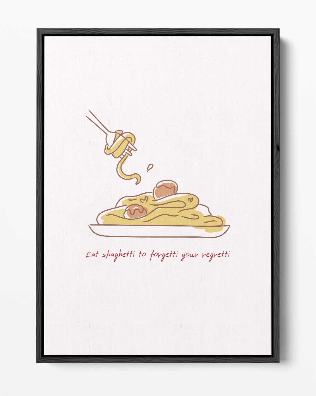 Spaghetti-Illustratie met Humor Kunstwerk-canvas-dibond-plexiglas-wanddecoratie-WallArtistic
