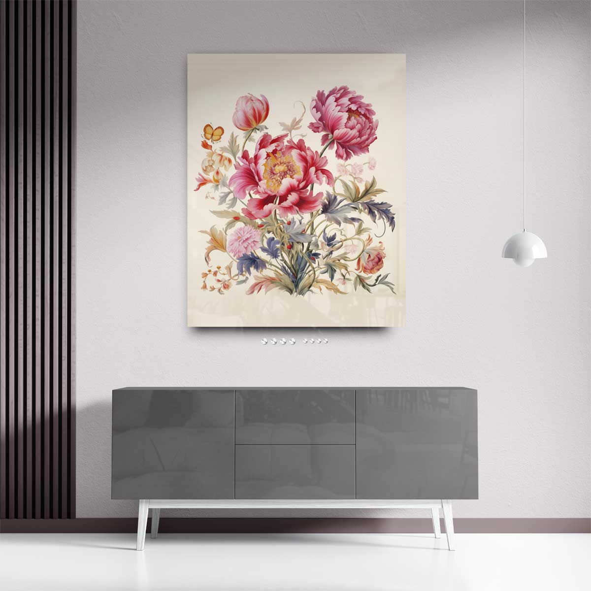 Bloemenpracht met Vlinder Kunstwerk-canvas-dibond-plexiglas-wanddecoratie-WallArtistic