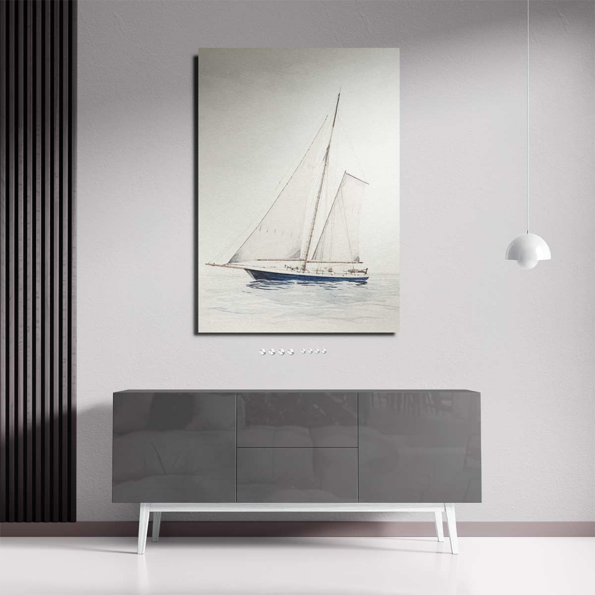Zeilboot op Rustige Zee Kunstwerk-canvas-dibond-plexiglas-wanddecoratie-WallArtistic