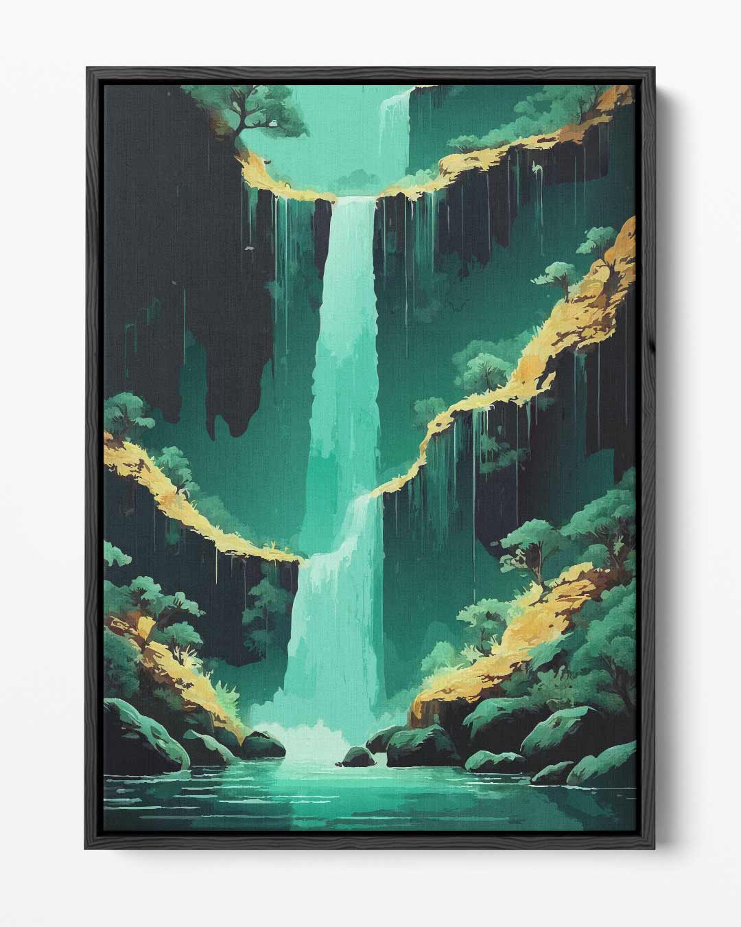 Waterval in een Tropisch Paradijs Kunstwerk-canvas-dibond-plexiglas-wanddecoratie-WallArtistic