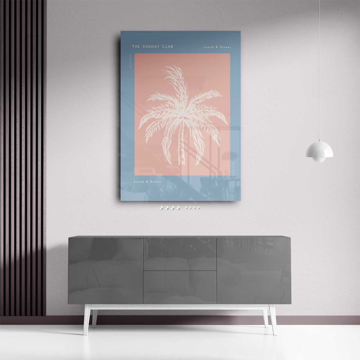 Pastel Palm Strandafdruk Kunstwerk-canvas-dibond-plexiglas-wanddecoratie-WallArtistic