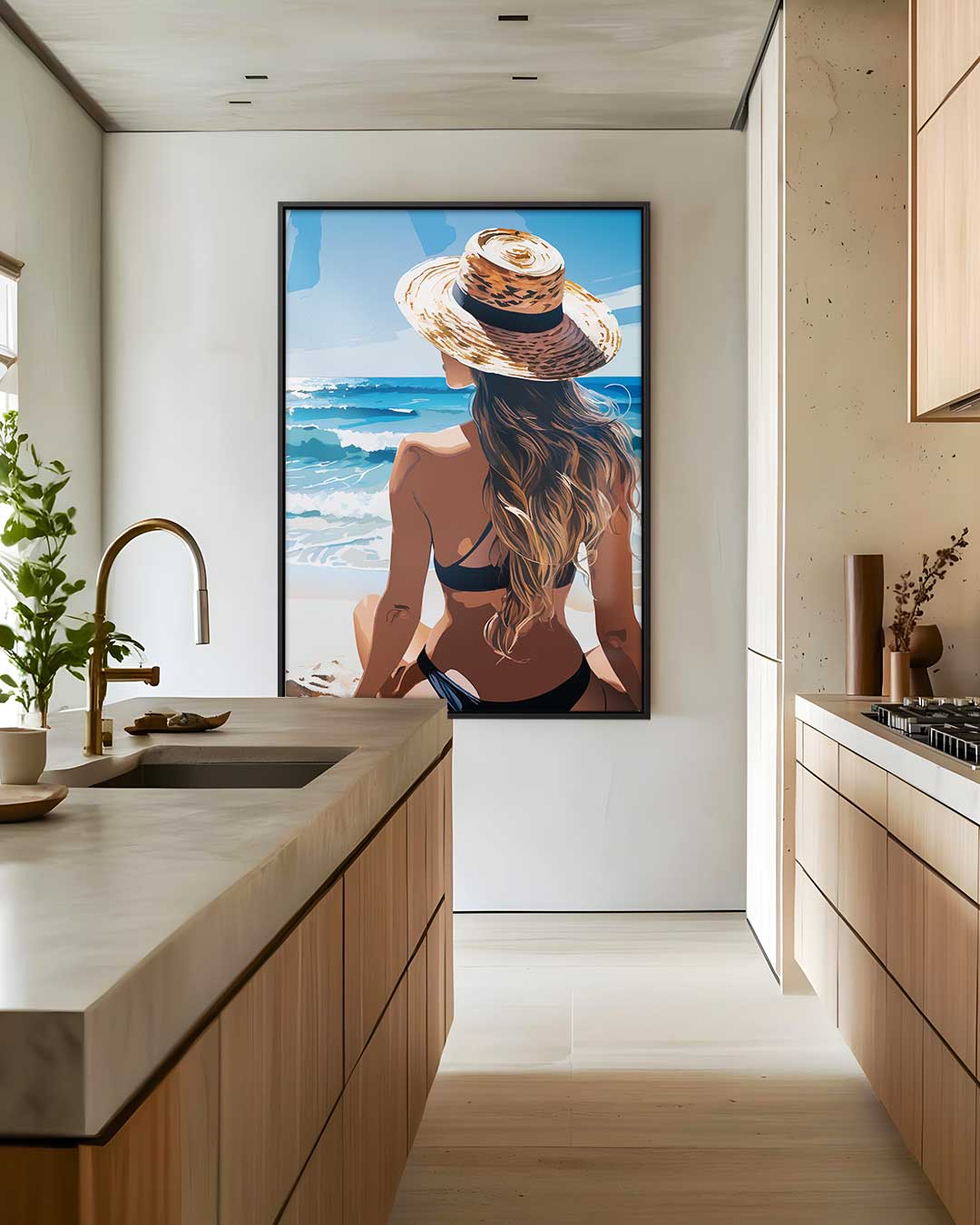Zomers Stranduitzicht Kunstwerk-canvas-dibond-plexiglas-wanddecoratie-WallArtistic