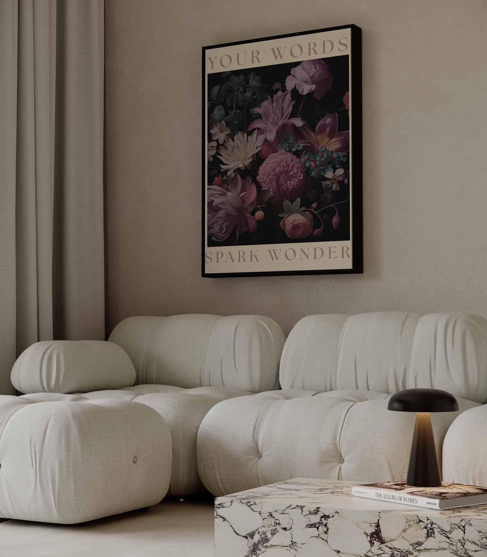 Bloemenpracht Woordenprint Kunstwerk-canvas-dibond-plexiglas-wanddecoratie-WallArtistic