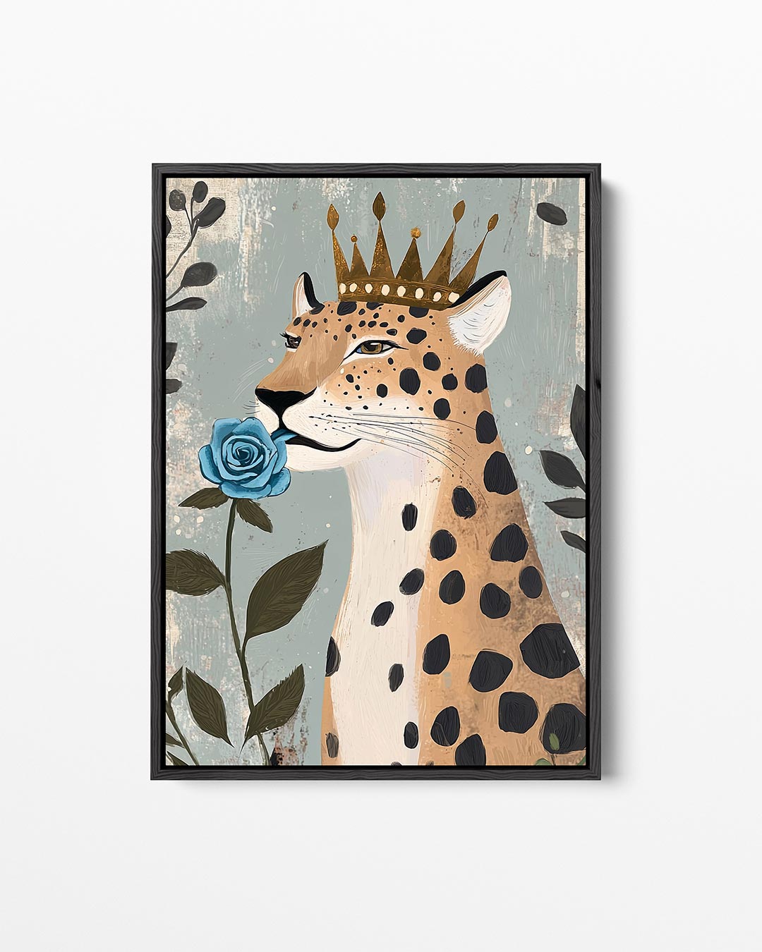 Kroonluipaard met roos Kunstwerk