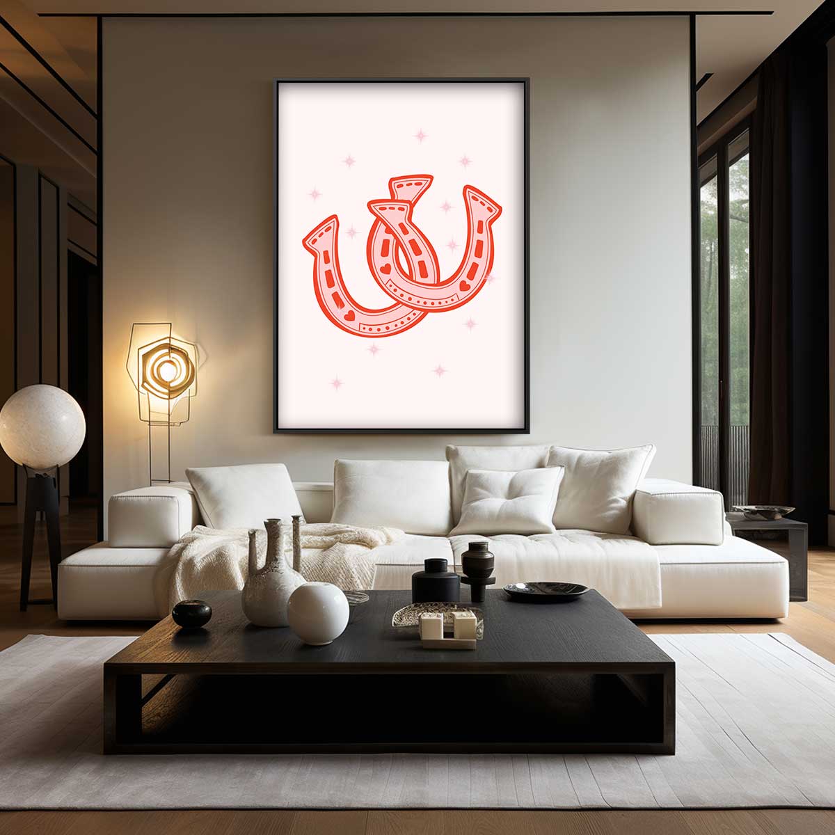 Gelukbrengende Hoefijzers in Roze Kunstwerk-canvas-dibond-plexiglas-wanddecoratie-WallArtistic