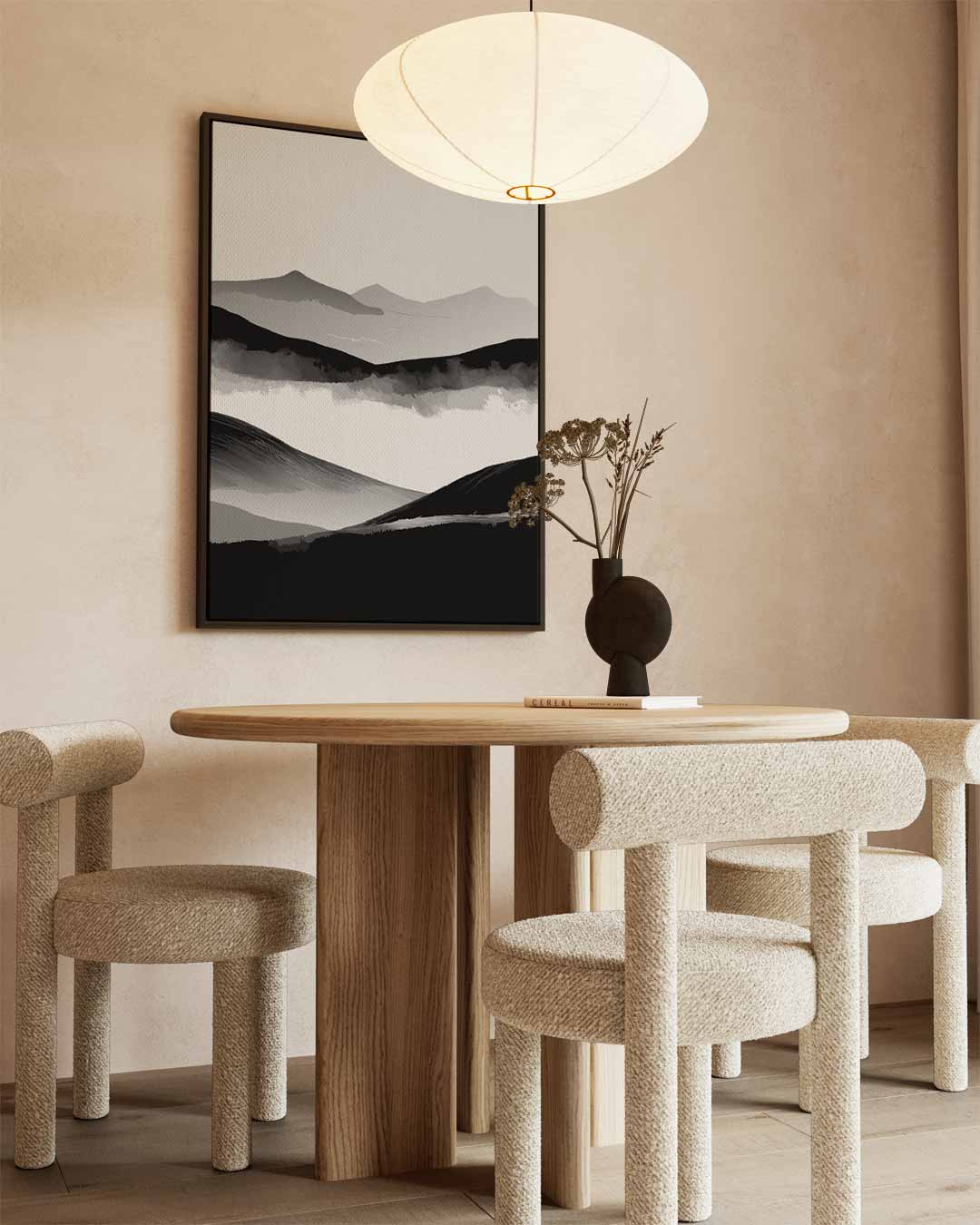 Sereen Landschap in Zwart & Wit Kunstwerk-canvas-dibond-plexiglas-wanddecoratie-WallArtistic