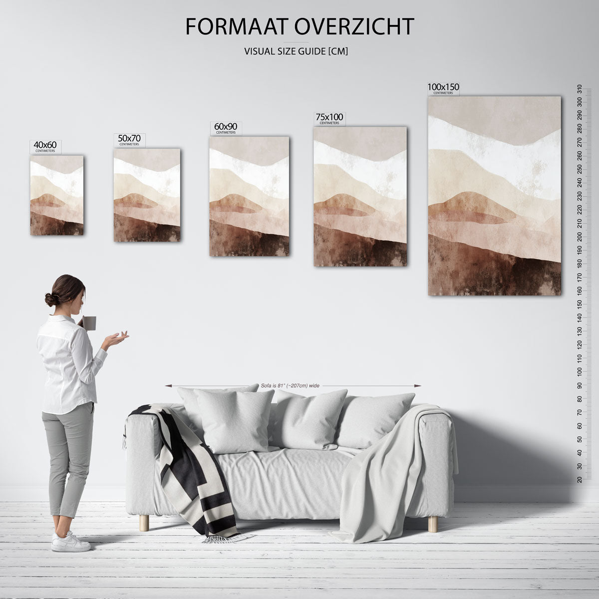 Zachte aardetinten landschap Kunstwerk