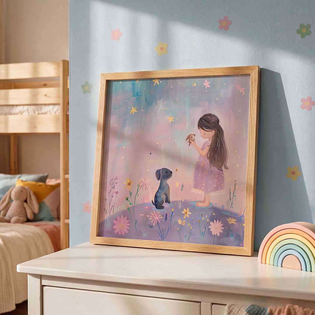 Meisje met hondjes Poster