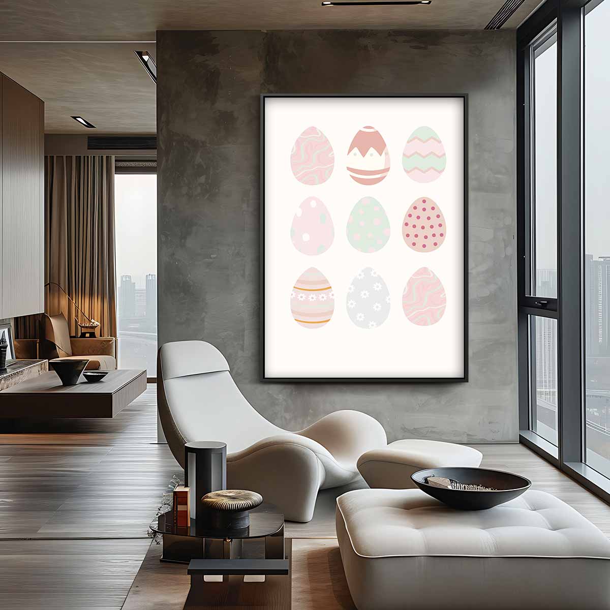 Pastel Paasei Illustraties Kunstwerk-canvas-dibond-plexiglas-wanddecoratie-WallArtistic