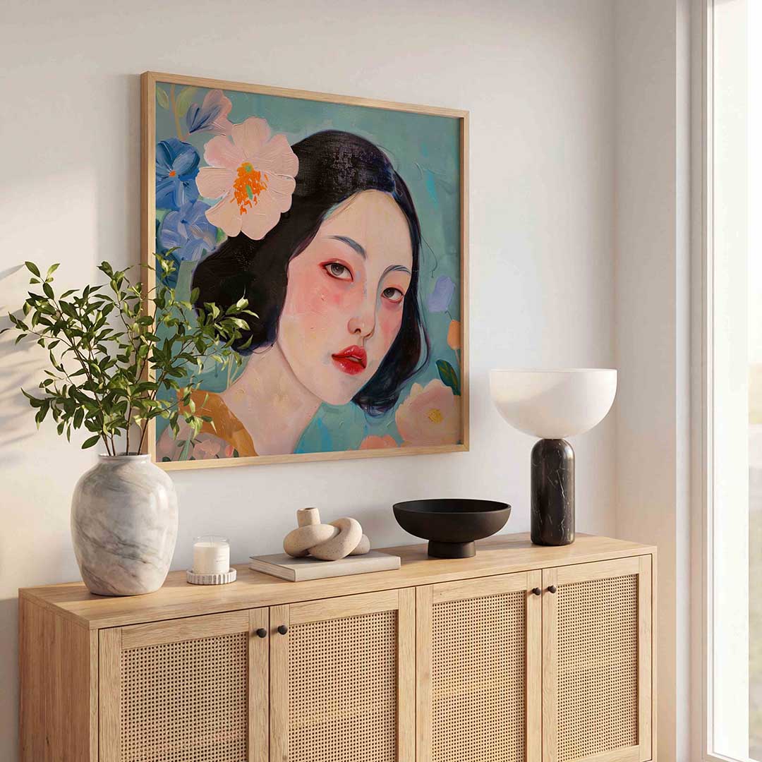 Vrouw met bloemen Poster