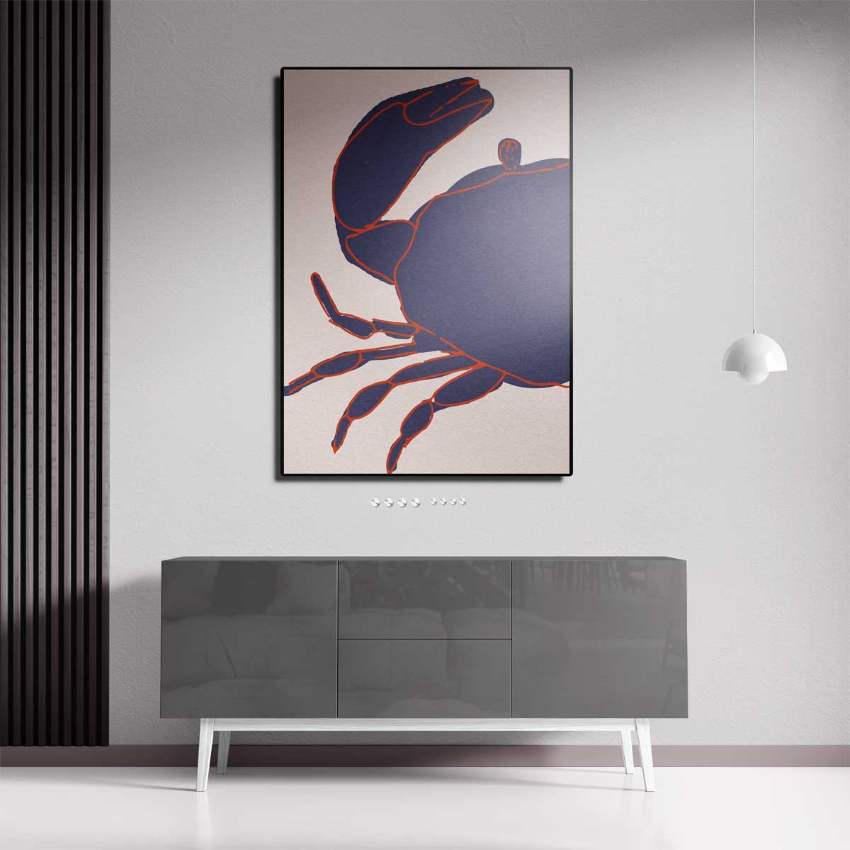 Kleurrijke Krab Illustratie Kunstwerk-canvas-dibond-plexiglas-wanddecoratie-WallArtistic