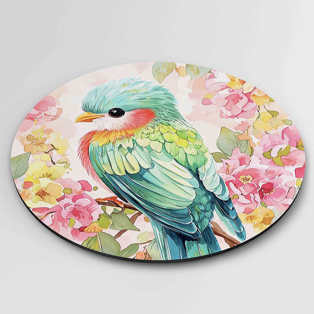 Vogel en bloemen Muurcirkel