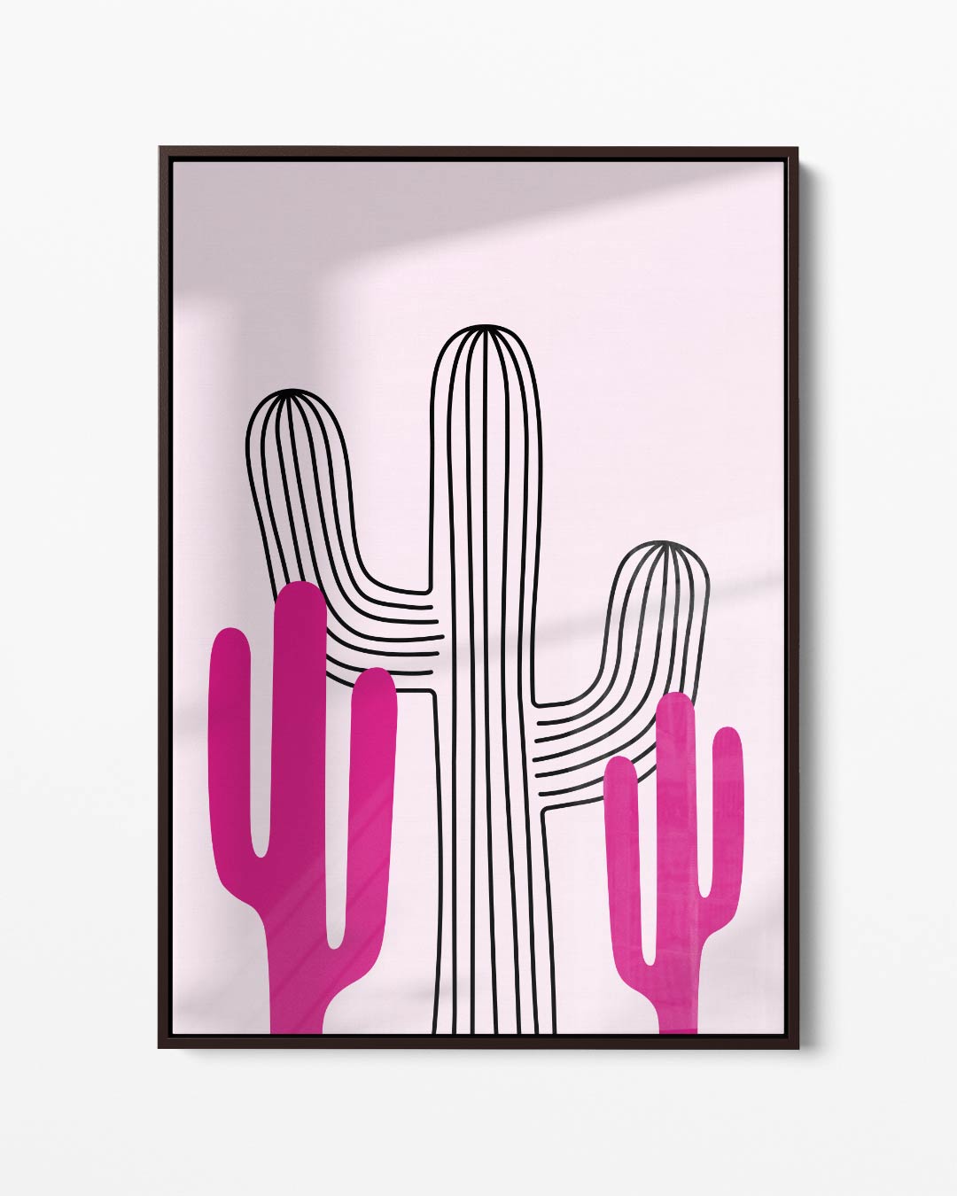 Vrolijke Cactussen in Roze Kunstwerk-canvas-dibond-plexiglas-wanddecoratie-WallArtistic
